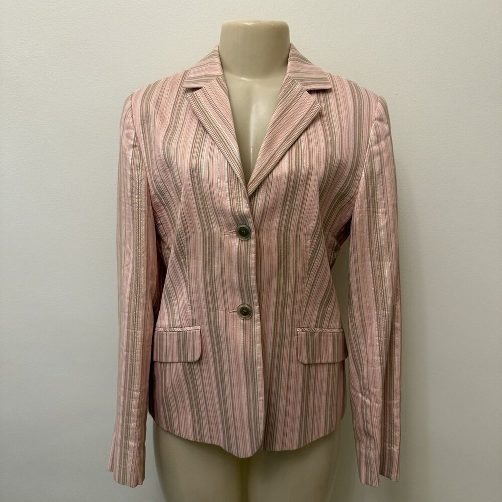 Maison de Bonneterie Blazer 42 Pink Metallic Stripe Amsterdam Designer Jacket